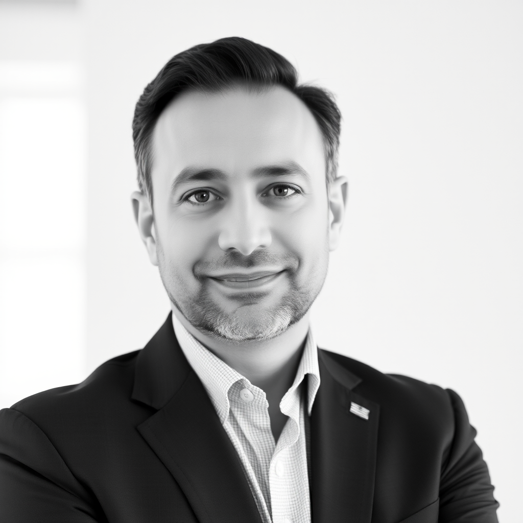 Ahmet Kaya, İş Alanı kurucusu ve CEO'su, takım elbiseli profesyonel portre fotoğrafı